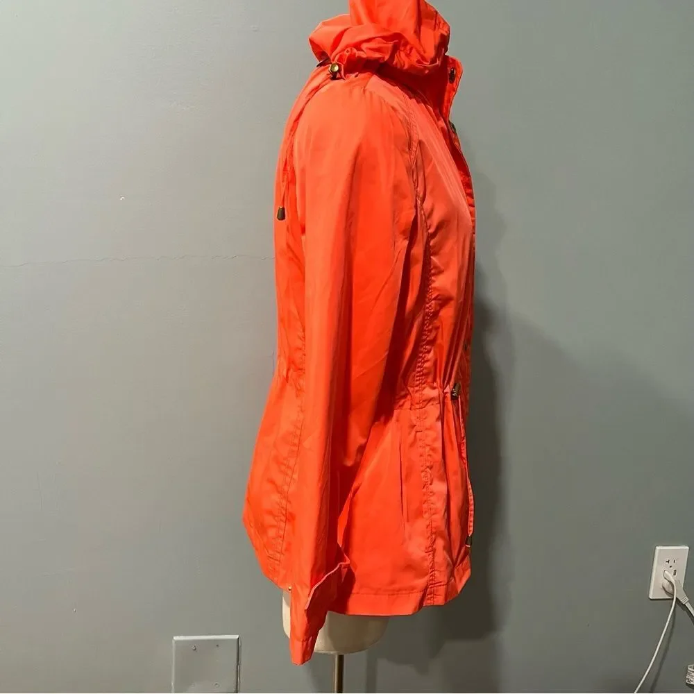 New Saks Coral Pink Anorak Water Resistant Windbreaker Jacket Size Small